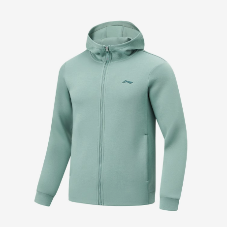 李宁健身系列男子常规型休闲透气运动开衫连帽卫衣AWDU127-2-B品