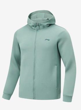 李宁健身系列男子常规型休闲透气运动开衫连帽卫衣AWDU127-2-B品