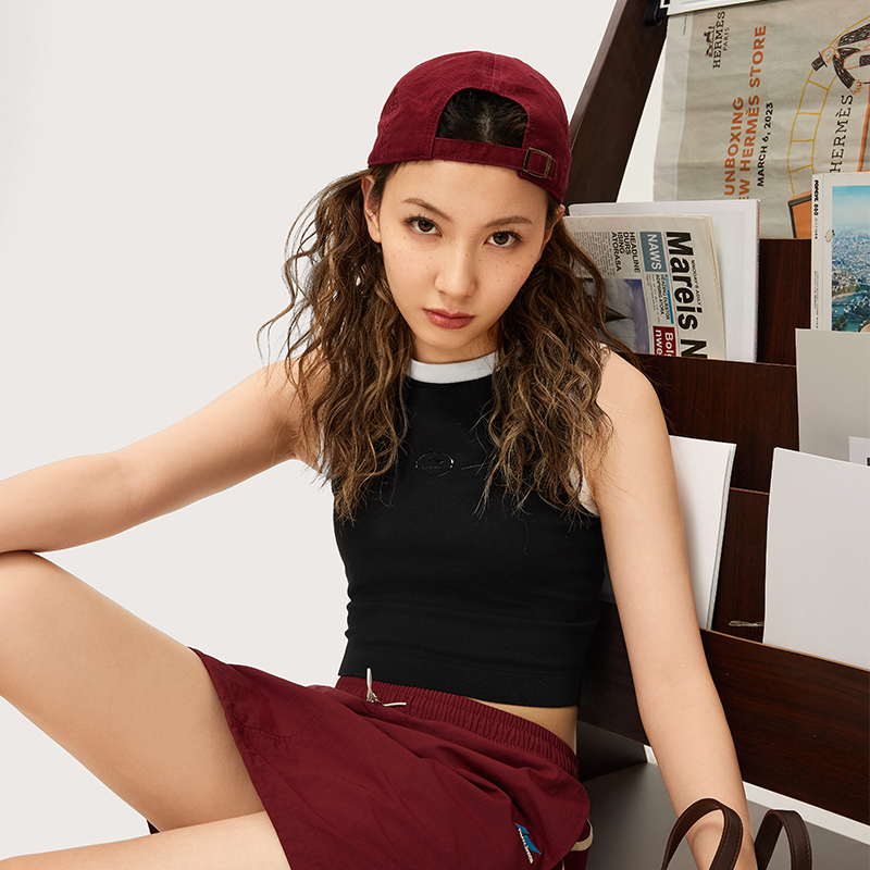 李宁T恤女款2024夏季新品女子紧身背心休闲透气编织衫AMVU020