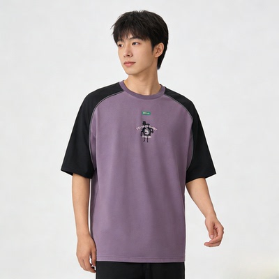 李宁反伍BADFIVE长安少年男子排湿速干拼色短袖文化衫AHSUD39