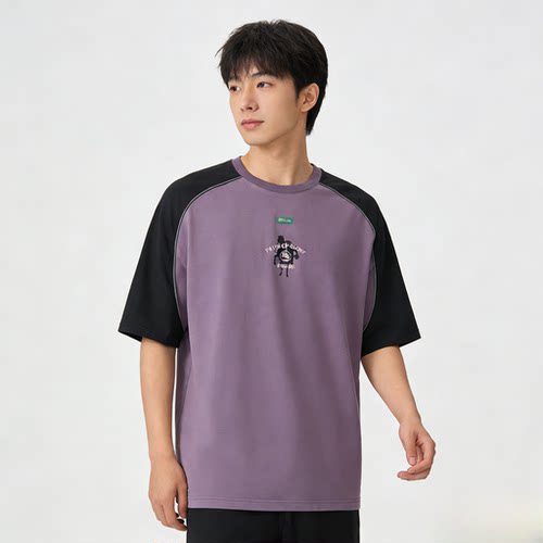 李宁反伍BADFIVE长安少年男子排湿速干拼色短袖文化衫AHSUD39