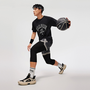 李宁短袖夏季男款篮球系列时尚透气百搭常规短袖T恤衫ATSU437-B品