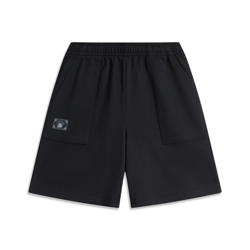 李宁运动裤男秋运动时尚系列透气简约宽松休闲短卫裤AKSU771--B品