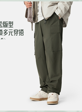 冬李宁男士宽松平口梭织运动裤AKXU577-B-B品