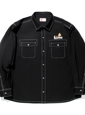 中国李宁2024新款PHIL HACKETT联名系列男子宽松休闲衬衫ASHU039