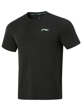 李宁短袖T恤男夏季跑步系列舒适透气简约常规短袖T恤ATSU577--B品