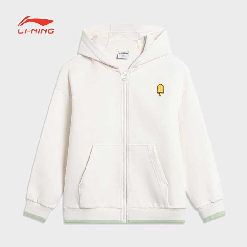 李宁卫衣男童秋运动时尚舒适透气简约宽松开衫连帽卫衣YWDT39-B品