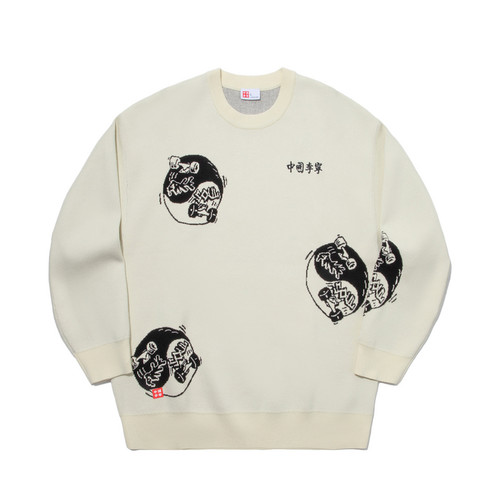 中国李宁编织衫冬男女时尚系列舒适百搭宽松套头毛衣AMBU317-B品