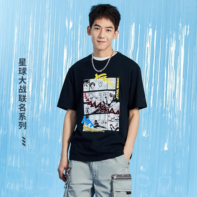 李宁运动T恤2023春夏X星战联名圆领潮流图案男短袖文化衫半袖夏装