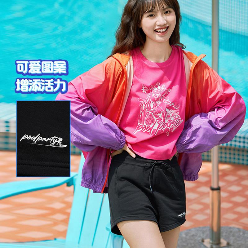 李宁运动裤女秋时尚系列透气简约贴身型休闲短卫裤AKSU858-B品