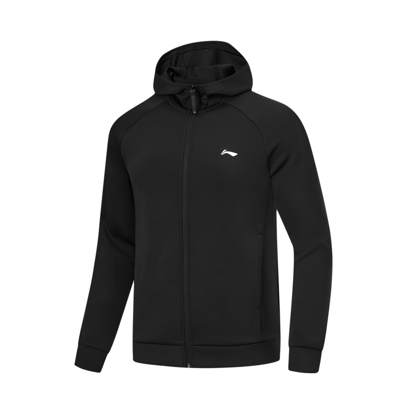 李宁卫衣秋季男子健身系列舒适透气简约常规开衫连帽卫衣AWDT521-