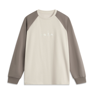 李宁长袖T恤女秋时尚系列舒适宽松透气百搭长袖文化衫AHSU732-B品