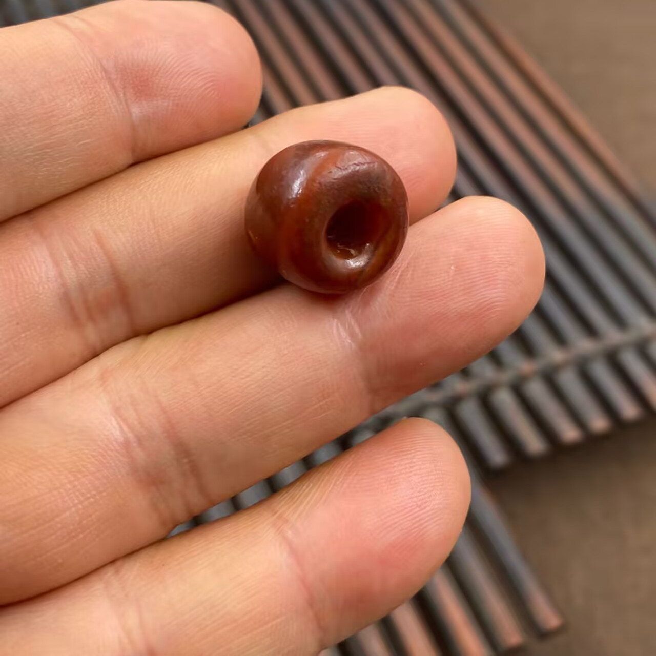 古玩民俗古法老气风化包浆红色老玛瑙珠子腰珠配饰配珠diy珠