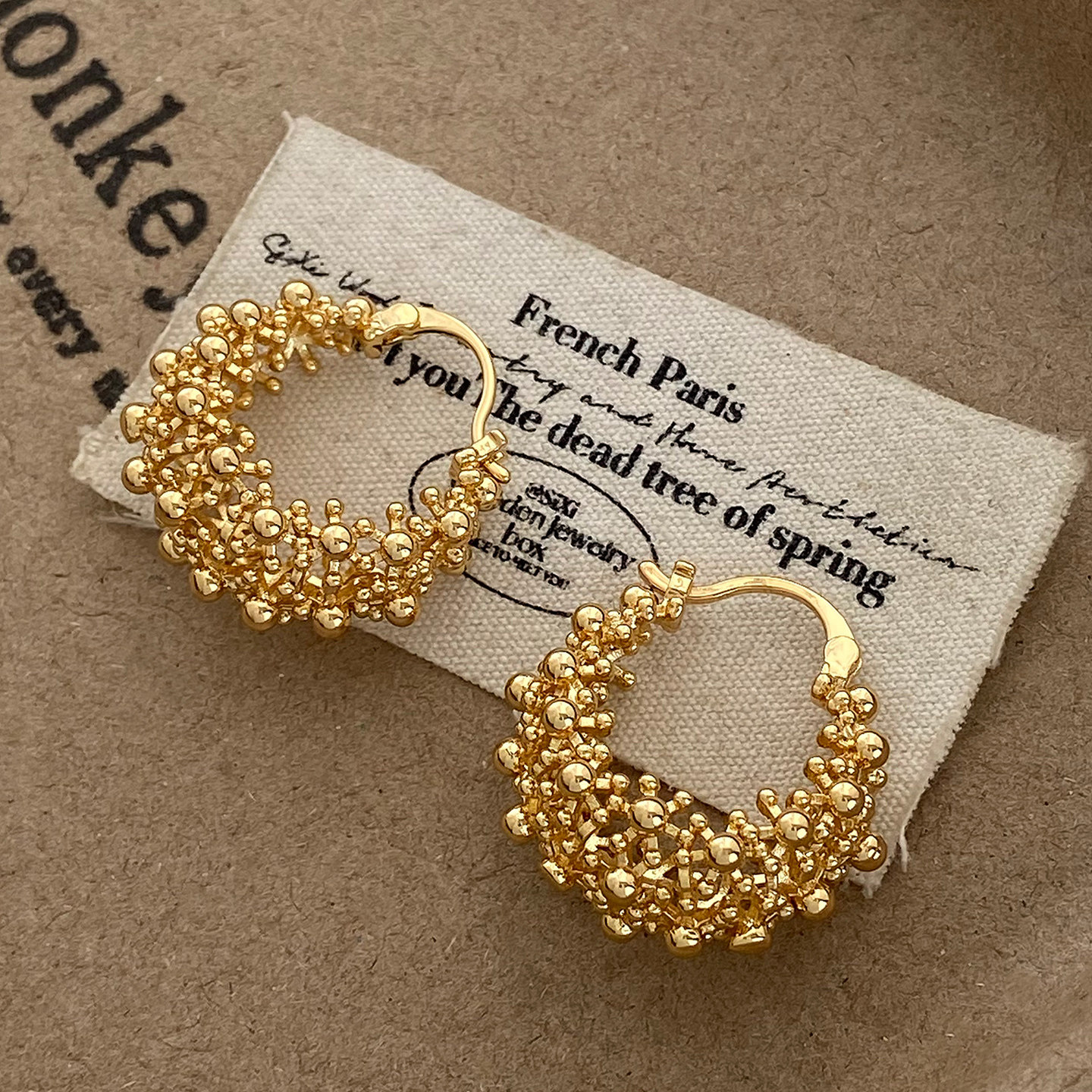 欧美轻奢颗粒手提包设计耳扣耳环气质独特高级感耳饰2025年新款女