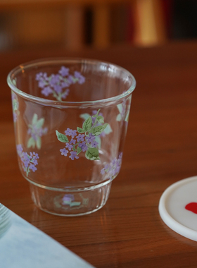 然而家 原创插画风设计师款高硼硅玻璃杯水杯高颜值咖啡杯茶杯