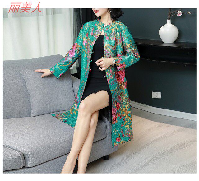 压皱妈妈装印花民族风女士外套