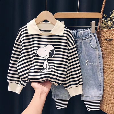 儿童条纹卫衣洋气纯棉休闲上衣