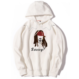 加勒比海盗船周边男女士情侣装约翰尼德普杰克船长连帽套头卫衣