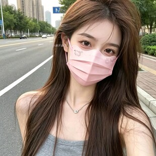 口罩一次性蝶形口罩春夏季薄款透气防紫外线女高颜值冰丝凉感kt猫