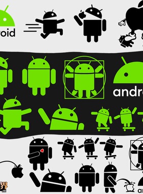 安卓Android操作系统标志logo绿色小机器人 汽车电动车笔记本贴纸