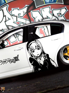 动漫DARLING in the FRANXX 国家队02 零二 ZERO TWO痛车门身贴纸