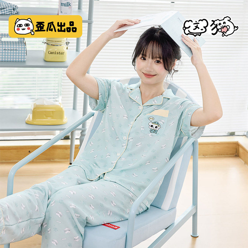 歪瓜出品 【三件套】这狗眠眠睡衣女夏季短袖休闲可爱居家服套装图片