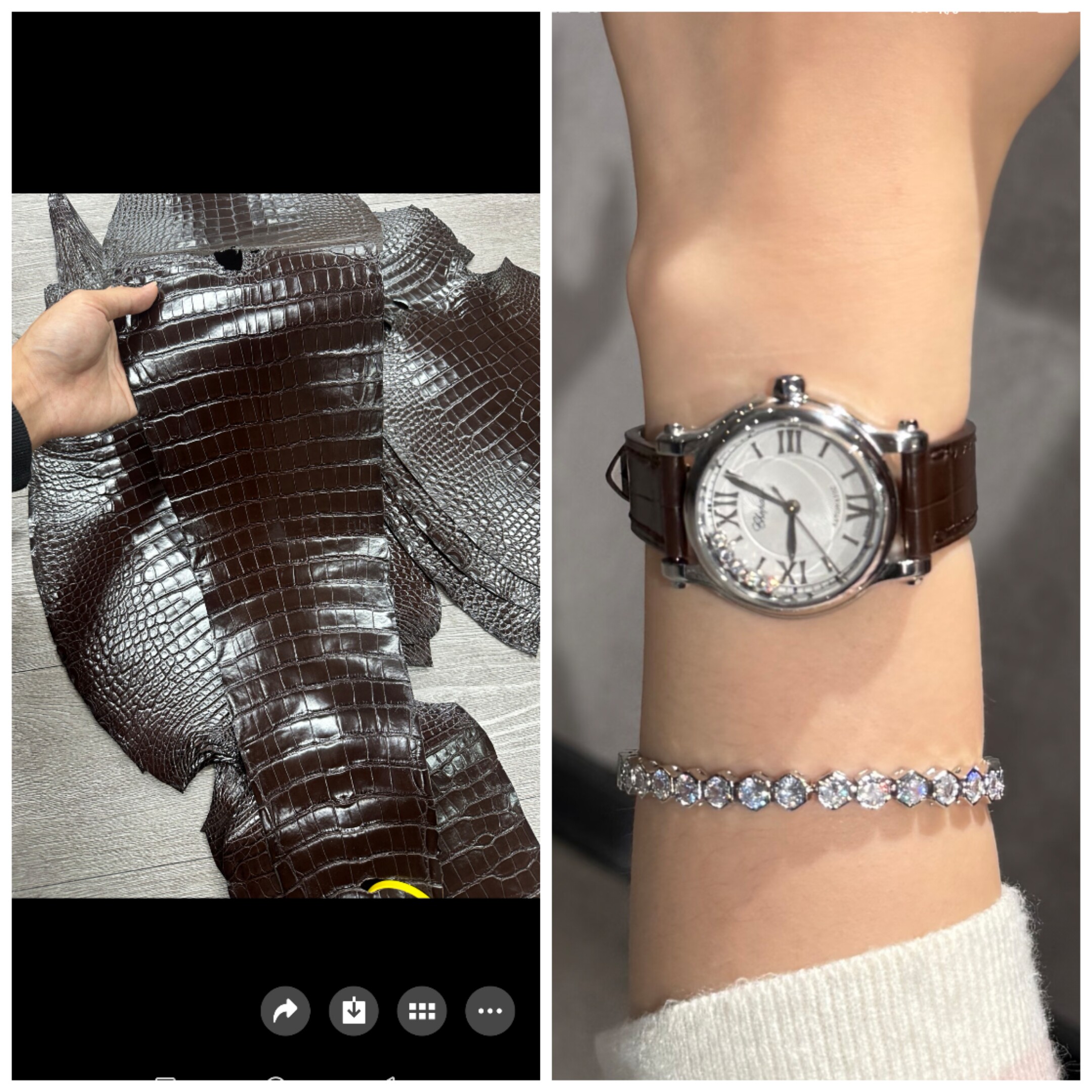 鳄鱼皮表带适用于积加鳄鱼皮表带约会肖邦萧邦法穆兰女士全手工