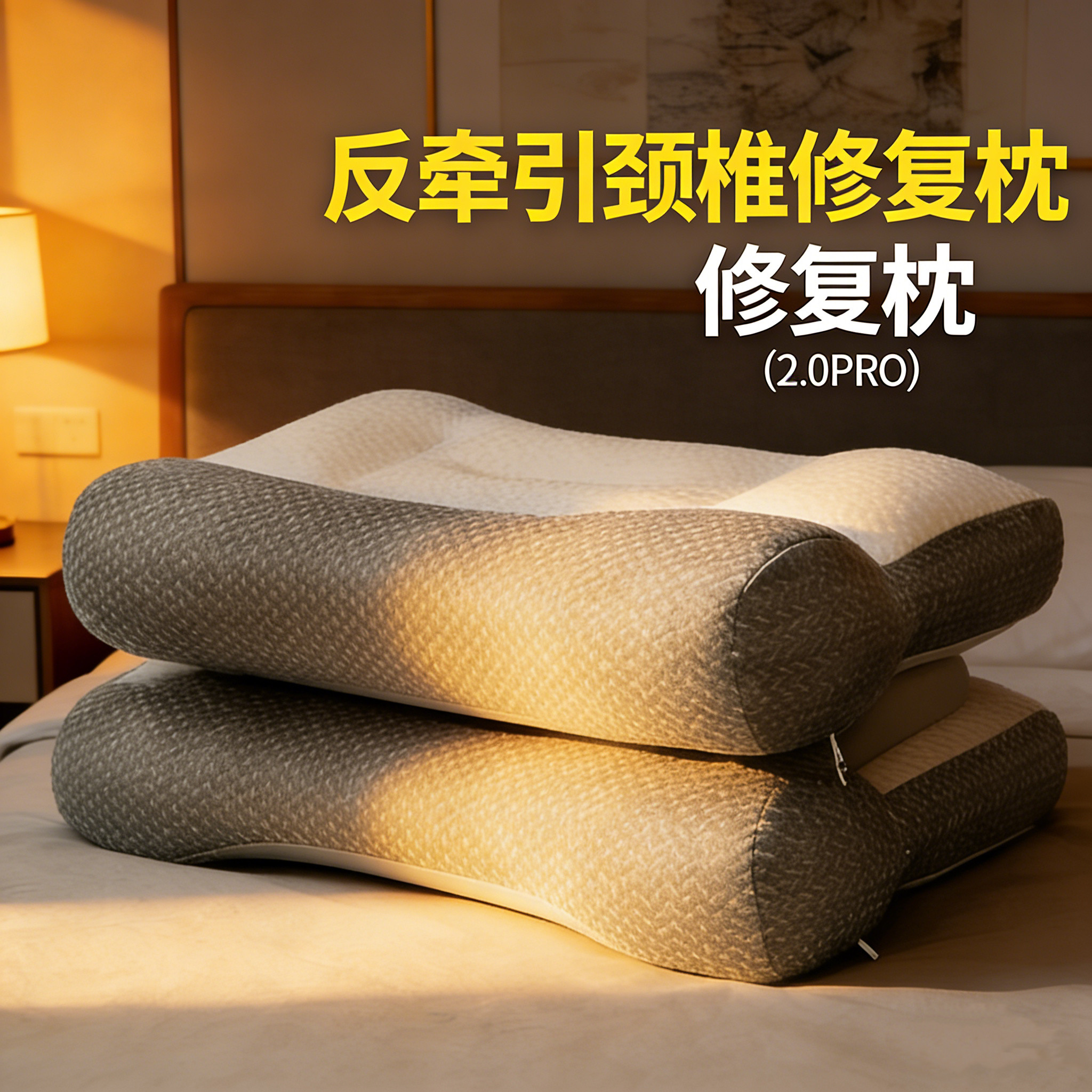 枕头护颈椎助睡眠一对装支撑牵引修复专用枕芯反弓矫正劲椎侧睡枕