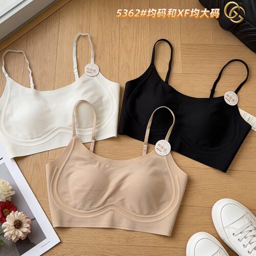 5362夏季新款冰感无痕抹胸内衣猫爪杯超薄款大胸显小零束缚美背