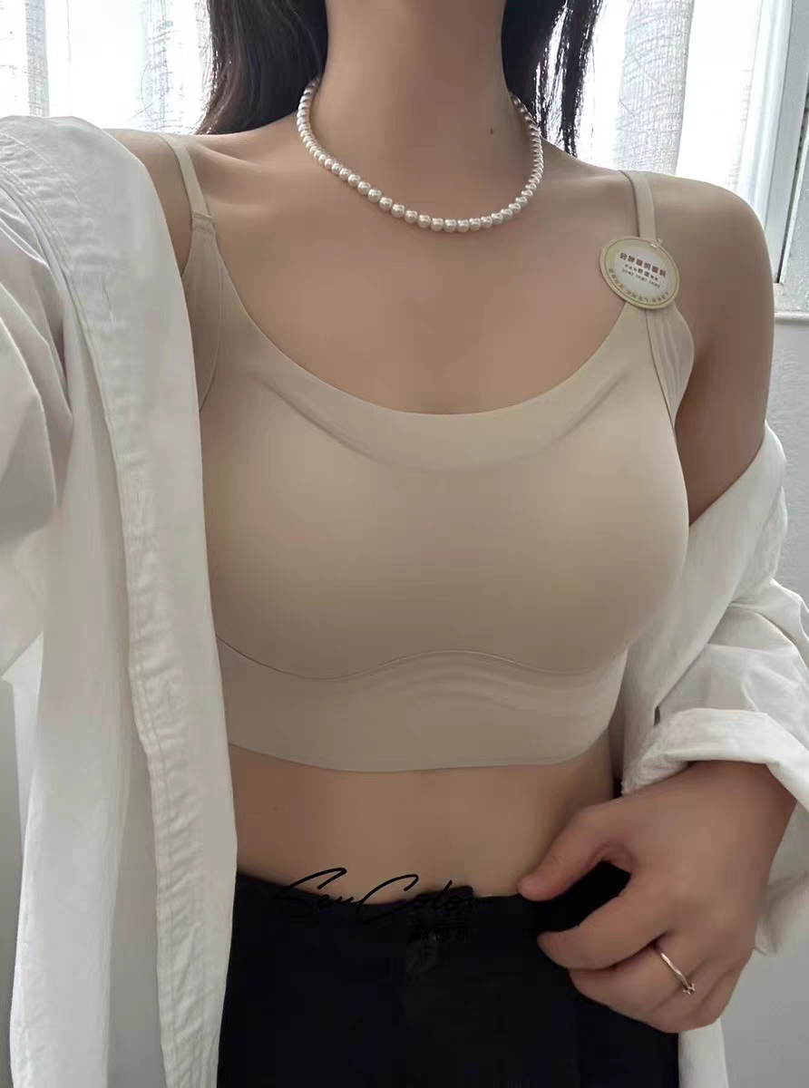 黛美芮3501-1新款无痕固定杯美背后背交叉裹胸内衣抹胸薄款文胸女