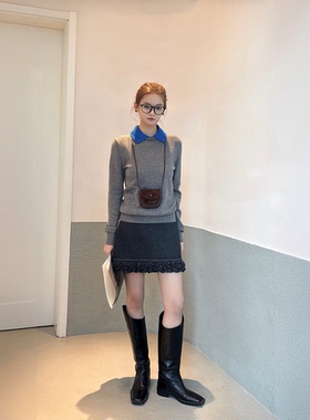 VIINS可爱花边针织短裙2025冬季新款简约精致气质女款半身裙93006