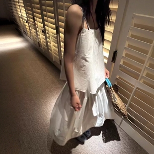 短袖 宽松吊带 SOI原创设计2025春夏新品 T恤两件套6179 VIINS