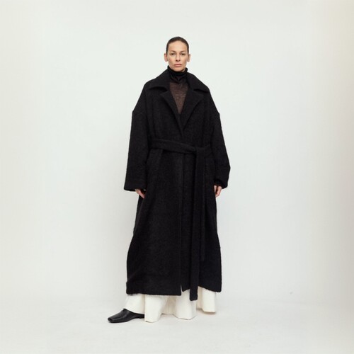 【VIINS】RUOHAN黑色长款风衣女宽松显瘦冬季加厚保暖大衣003AW25