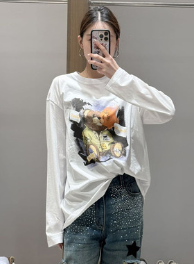 M |现货询价 26设计师品牌春季新款时尚圆领小熊印花长袖T恤
