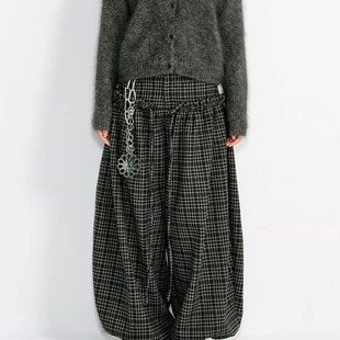子 休闲宽松阔腿简约复古潮流裤 YANAG原创设计哈尔 羊毛灯笼裤