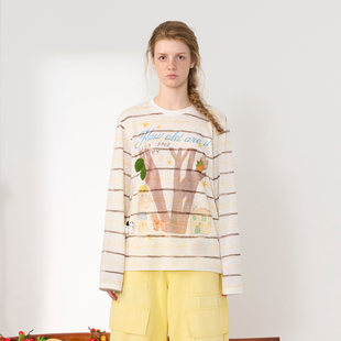 现货 家边 CHEERi 新款 橘子树卡通印花条纹T恤 UPi2026夏季