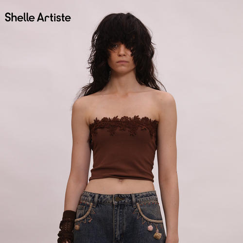 【现货】SHELLE ARTISTE26夏季新款花边抹胸辣妹风修身叠穿上衣