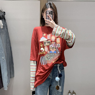 现货 发财KT假两件长袖 YANAG 麻将桌上 T恤 26春设计师新款