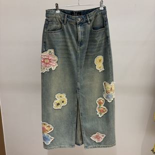 新款 26设计师品牌春季 贴花牛仔半身裙 现货询价