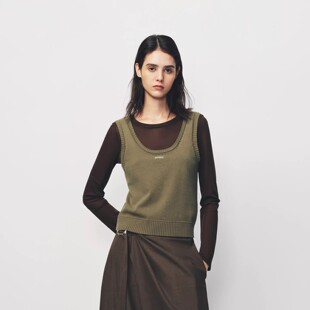 AVVENN镂空纽结结构双穿设计针织衫 现货