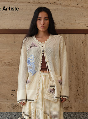 【现货】SHELLE ARTISTE26春季新款松弛感手工钩花干杯吧毛织开衫