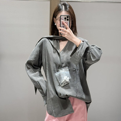 【现货】AVVENN2026春季新品设计师新款不规则领子长衬衫