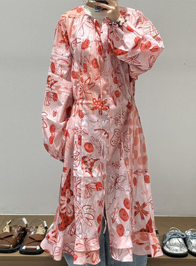 M |现货询价 26设计师品牌春季新款印花长袖连衣裙