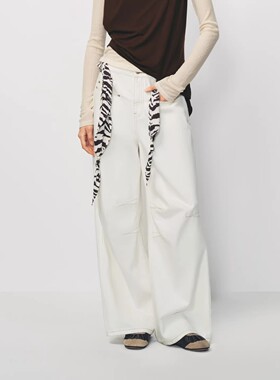 【现货】AVVENN宽松直筒版型白色牛仔长裤