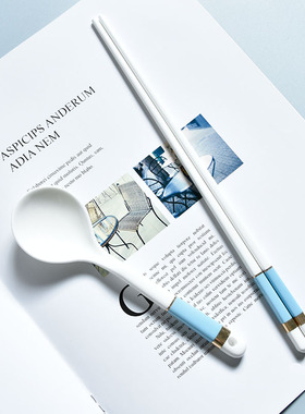 陶瓷勺筷一勺一筷套装餐具轻奢可爱网红创意骨瓷汤勺饭勺筷子