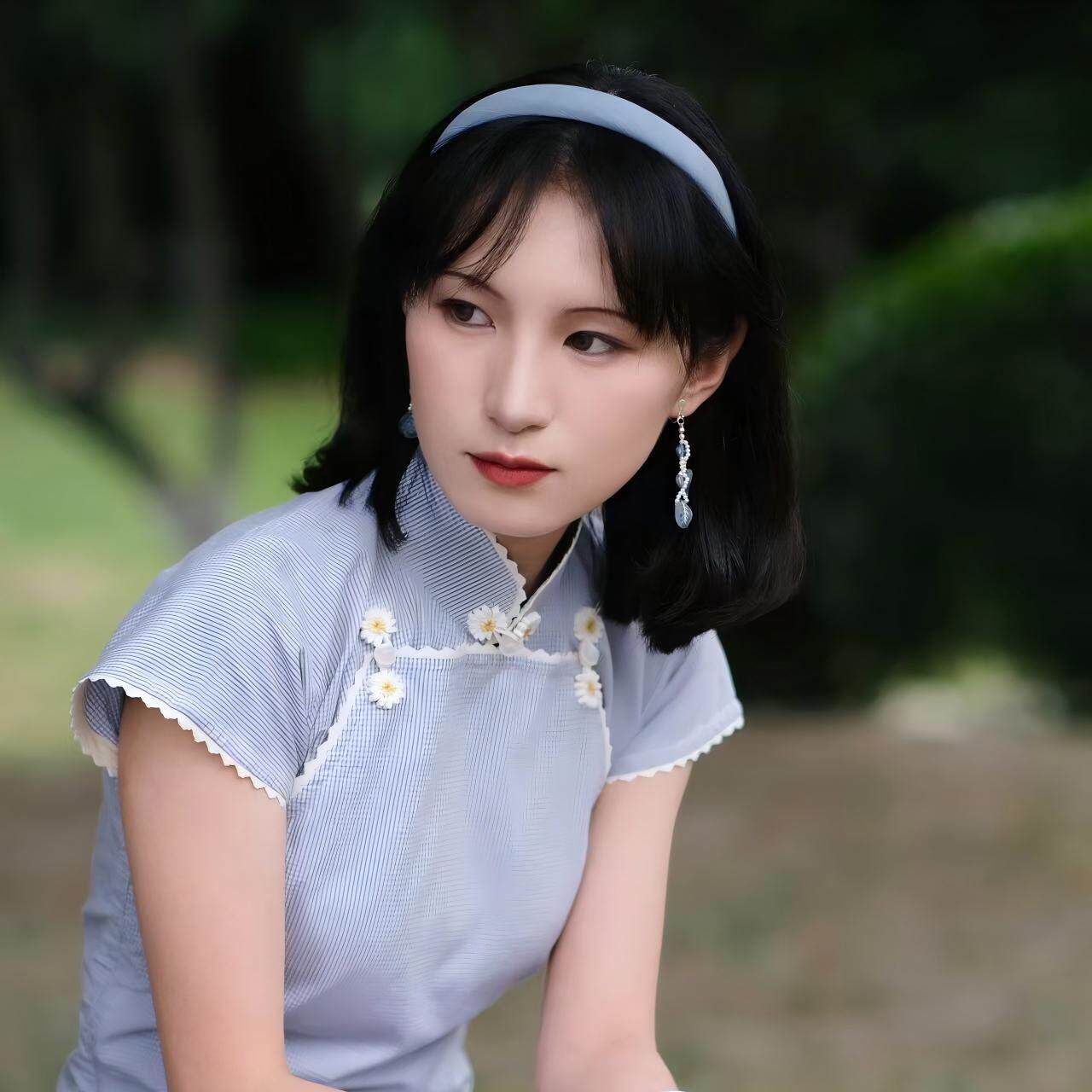 婠如秋格子夏季日常可穿长旗袍