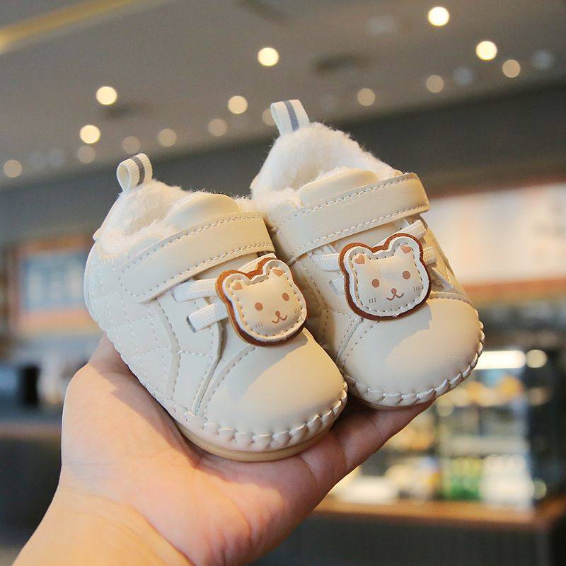 冬季婴儿学步鞋秋冬款软底鞋子防滑宝宝加绒缝包鞋可爱男女童棉鞋