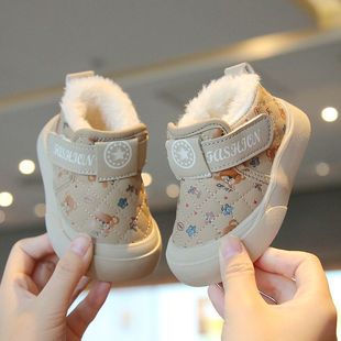 子加绒加厚儿童软底女小童保暖短靴婴儿防滑学步鞋 冬季 男宝宝棉鞋