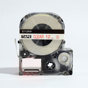 锦宫国产标签机色带 ST12R标签带12MM透明底红字贴纸SR230C 530C