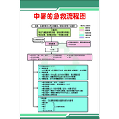 中暑急救流程图医院急诊科室宣传海报墙贴挂图挂画抢救流程示意图
